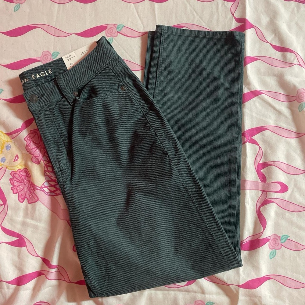 AE corduroy stretch straight mom jeans